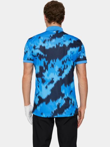 J.Lindeberg  Tour Tech Print Halbarm Polo hellblau