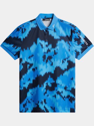 J.Lindeberg  Tour Tech Print Halbarm Polo hellblau
