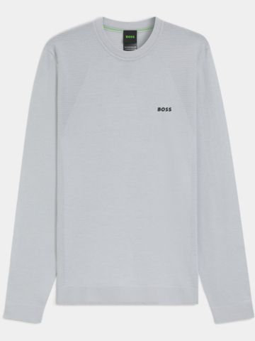 BOSS K_Momentum-Lite CN Pullover Strick hellgrau