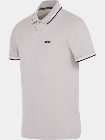 BOSS Paul polo s krátkým rukávem světle šedá