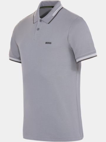 BOSS Paul polo s krátkým rukávem šedá