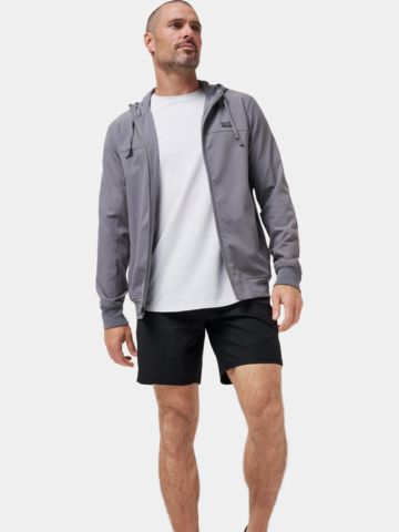 TravisMathew Strečová bunda WANDERLUST HOODIE šedá