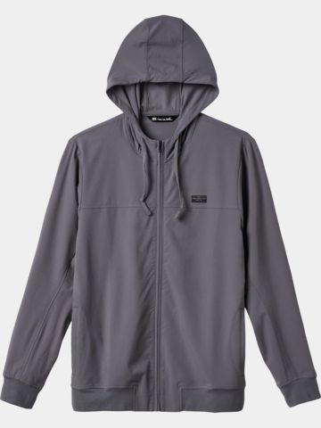 TravisMathew Strečová bunda WANDERLUST HOODIE šedá