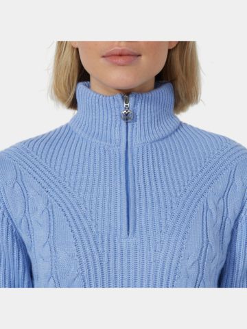 Daily Sports CABLE LS Pullover Lining Windstopp Strick hellblau