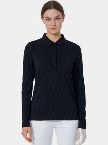 Daily Sports  GRAPHIC Jaquard Langarm Polo schwarz