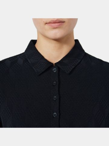 Daily Sports  GRAPHIC Jaquard Langarm Polo schwarz