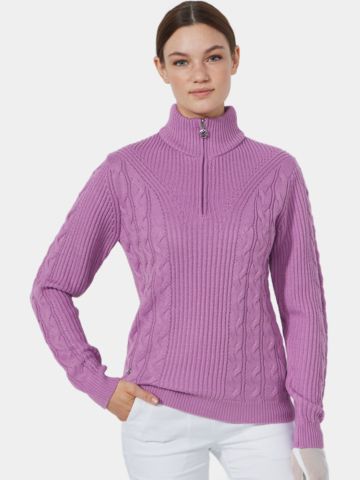 Daily Sports CABLE LS Pullover Lining Windstopp knit berry