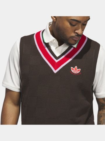 adidas Golf Originals  MR Knit pletená vesta tmavě hnědá