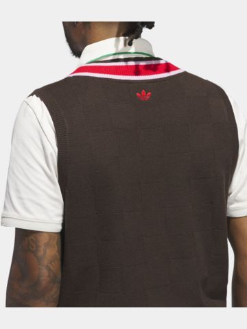 adidas Golf Originals  MR Knit pletená vesta tmavě hnědá