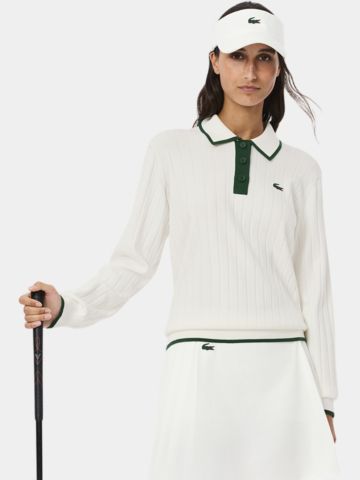 Lacoste Langarm Polo weiß