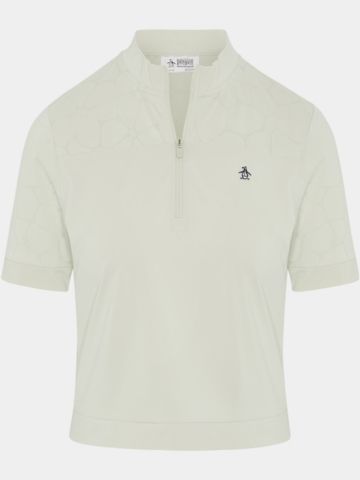 Penguin LASER CUT FLORAL half-sleeve polo beige