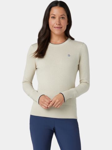 Penguin LS SOLID FLORAL SWEATER WITH TIPPING Pullover knitwear beige