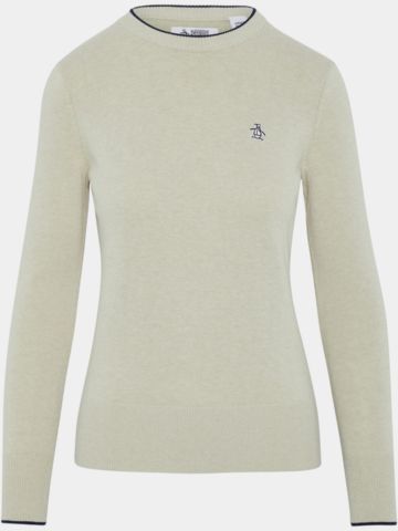 Penguin  LS SOLID FLORAL SWEATER WITH TIPPING Pullover knitwear beige