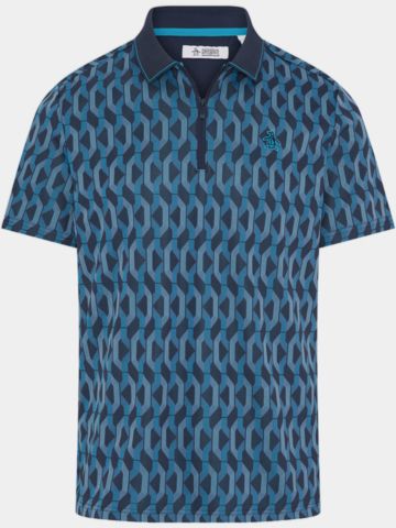 Penguin All Over YD Jacquard Color Block Halbarm Polo navy