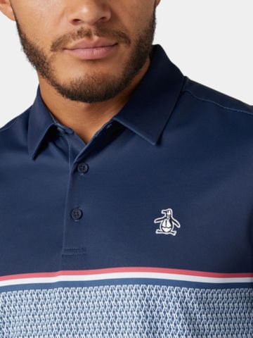 Penguin  Engineered P Color Block Print Halbarm Polo grau