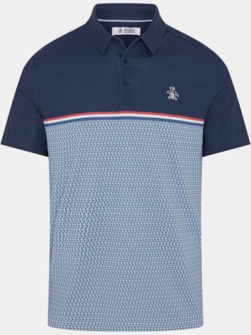 Penguin  Engineered P Color Block Print Halbarm Polo grau