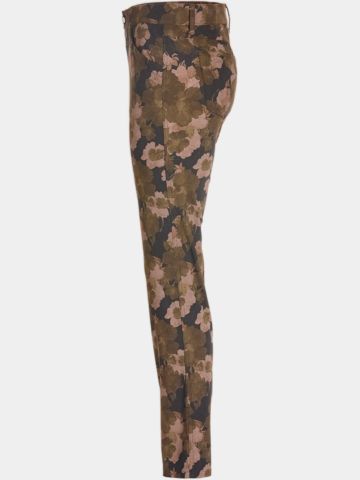 Alberto  JANA - Flower Print lang Hose oliv