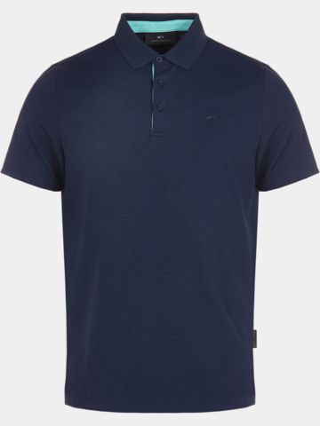 Daniel Springs Nylon-Jacquard Halbarm Polo navy