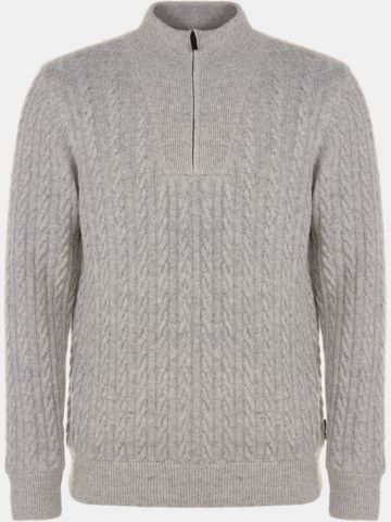 Daniel Springs Troyer Windstopp Strick hellgrau melange