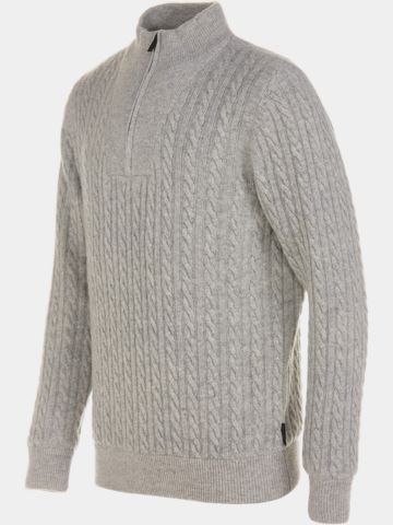 Daniel Springs  Troyer Windstopp Strick hellgrau melange