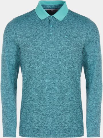 Daniel Springs Melange Thermo Langarm Polo hellgrün