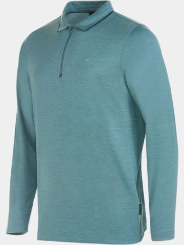 Daniel Springs  Melange Zip Langarm Polo petrol
