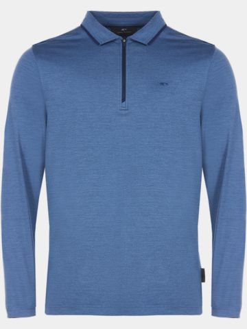 Daniel Springs Melange Zip Langarm Polo denim