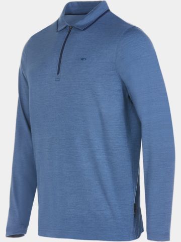 Daniel Springs  Melange Zip Langarm Polo denim