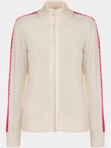 Valiente Jacke Zopf- Windstopp Strick ecru