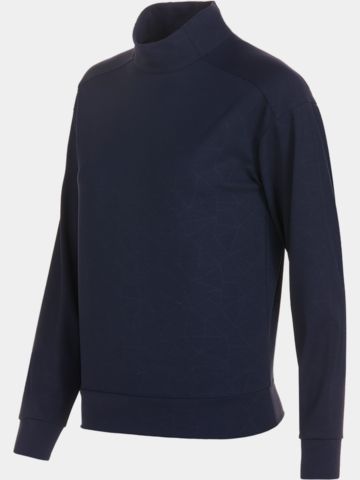 Valiente  Nylon jacquard mock neck thermal undershirt navy