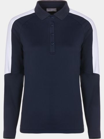 Valiente Thermal pique long sleeve polo navy