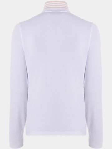 Valiente Stehkragen mit Knoepfen Thermo Polo weiß