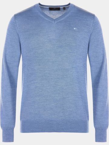 Daniel Springs Basic V-Neck Pullover Strick denim