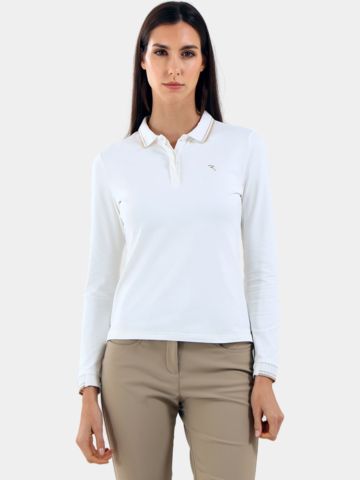 Chervo  ATMA long sleeve polo offwhite