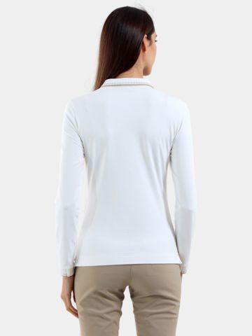 Chervo  ATMA long sleeve polo offwhite