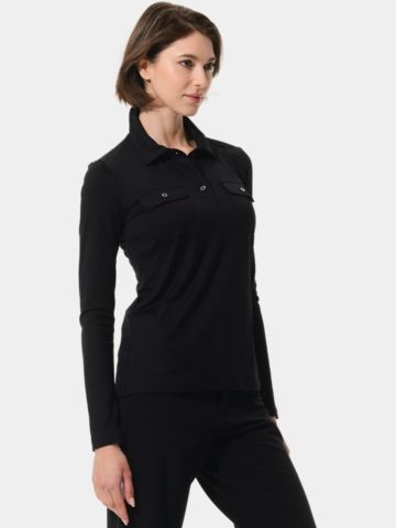 MDC  Langarm Polo schwarz