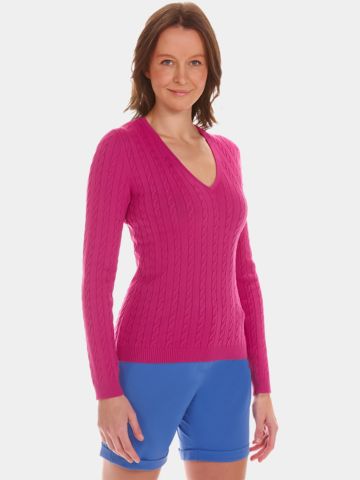 Valiente  Zopf Pullover Strick pink