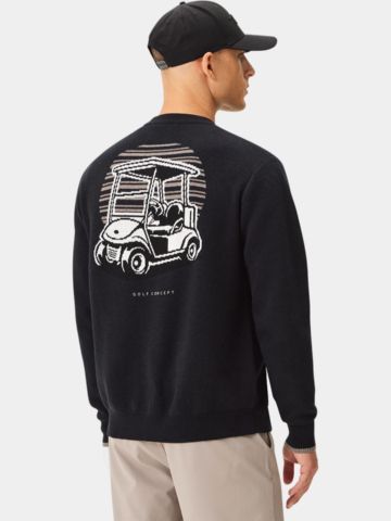 Macade Golf  Cashmere Blend Intarsia Crewneck Pullover Strick schwarz