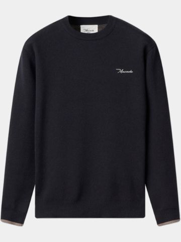 Macade Golf Cashmere Blend Intarsia Crewneck Pullover Strick schwarz