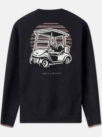 Macade Golf Cashmere Blend Intarsia Crewneck Pullover Strick schwarz