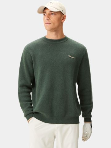 Macade Golf Cashmere Blend Knit Crewneck Pullover Strick grün