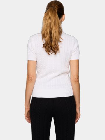 J.Lindeberg Kinsley Cable Knit Wool Shirt Halbarm Polo weiß