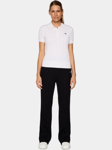 J.Lindeberg Kinsley Cable Knit Wool Shirt Halbarm Polo weiß