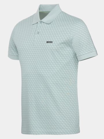 BOSS PL_GOC Chip Pattern Halbarm Polo grün