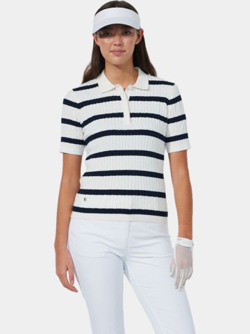 Daily Sports STRIPED MADELENE 1/2 Arm Strick Polo navy