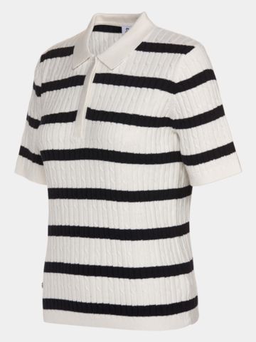 Daily Sports STRIPED MADELENE 1/2 Arm Strick Polo navy