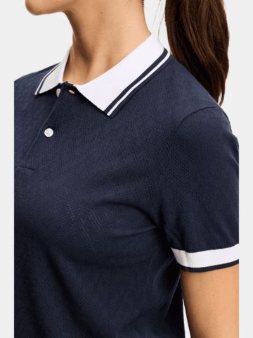 J.Lindeberg Polly Pointelle Strick Polo navy