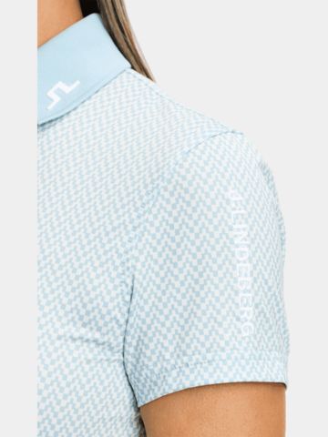 J.Lindeberg Tour Tech Print Halbarm Polo denim