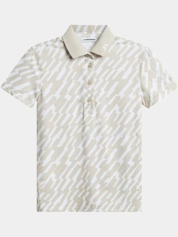 J.Lindeberg Tour Tech Print Halbarm Polo sand