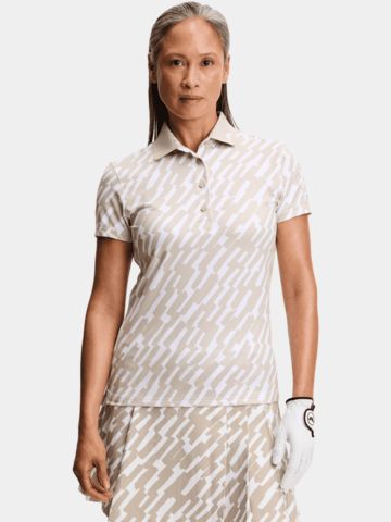 J.Lindeberg Tour Tech Print Halbarm Polo sand